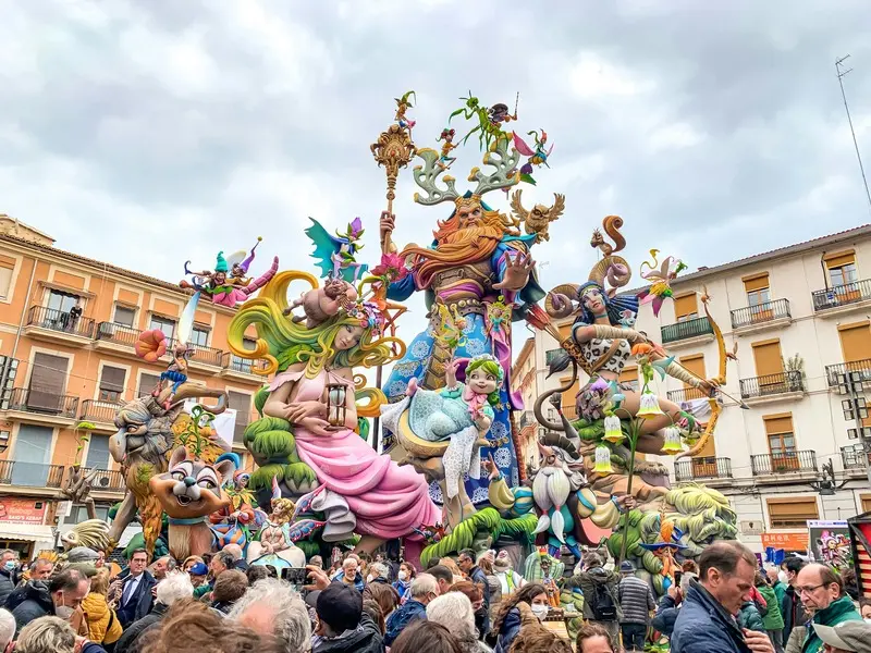 Fallas festival parade in Valencia Spain