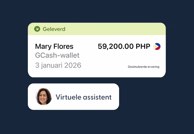 Geanimeerde gif met leveringsmeldingen voor zakelijke betalingen aan wereldwijde contractanten.
