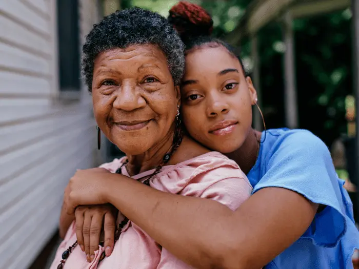 Portrait of grandmother and granddaughter 