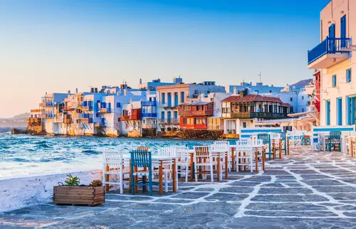 Waterfront in Mykonos Greece